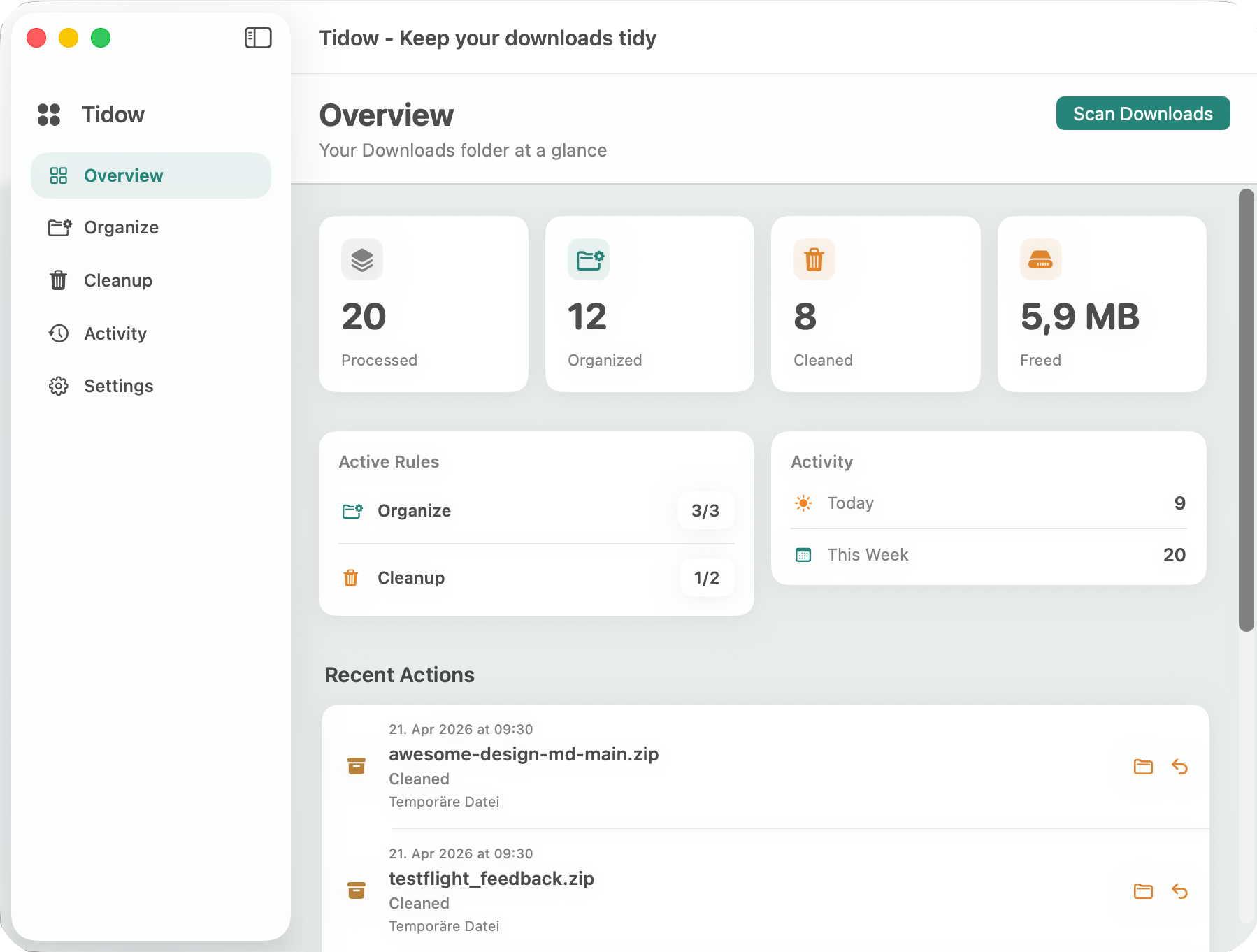Tidow app screenshot
